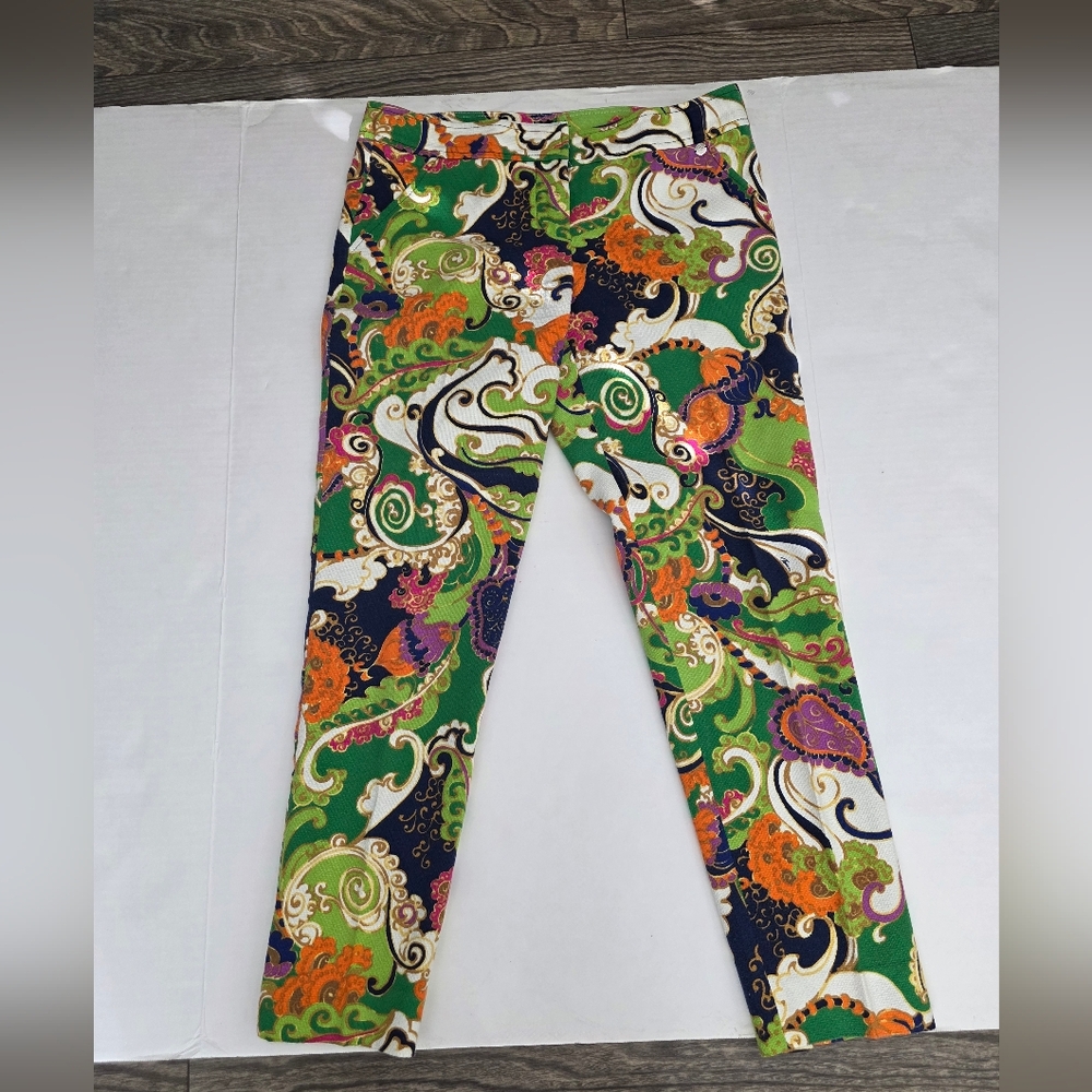 Trina Turk Size 2 Women's Multicolor Paisley  Pants Used Excelent Condition.